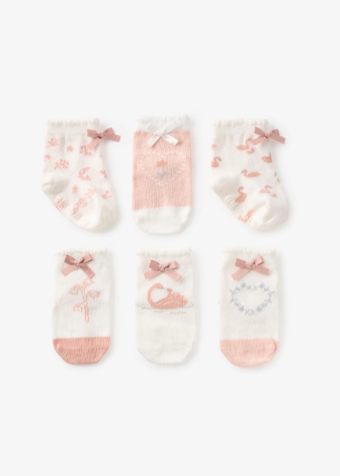 Swan Non-Slip Baby Socks (6 Pair)
