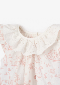 Swan Toile Swiss Dot Dress + Bloomer