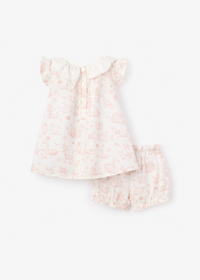 Swan Toile Swiss Dot Dress + Bloomer