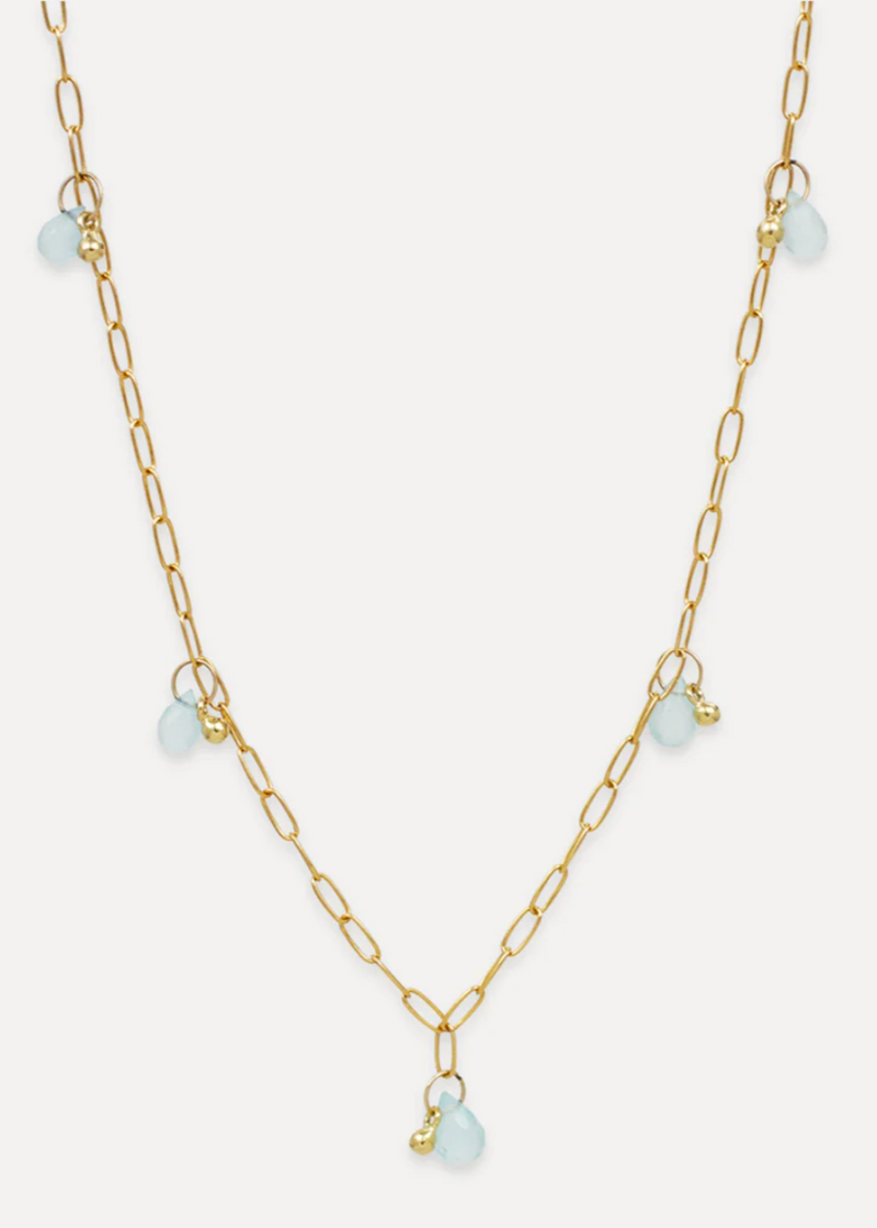 Aqua Chalcedony Dew Drop Necklace