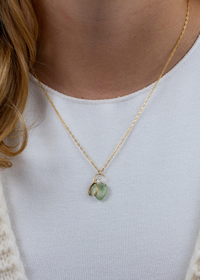 Aqua Chalcedony Wishbone Charm Necklace
