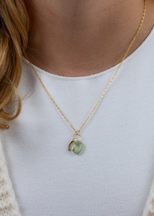Aqua Chalcedony Wishbone Charm Necklace