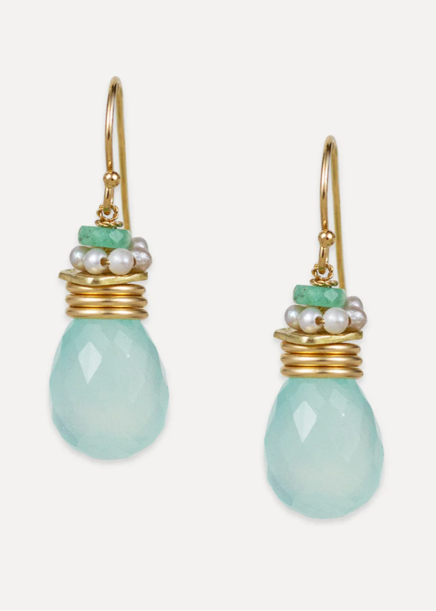 Aqua Chalcedony Royal Earrings