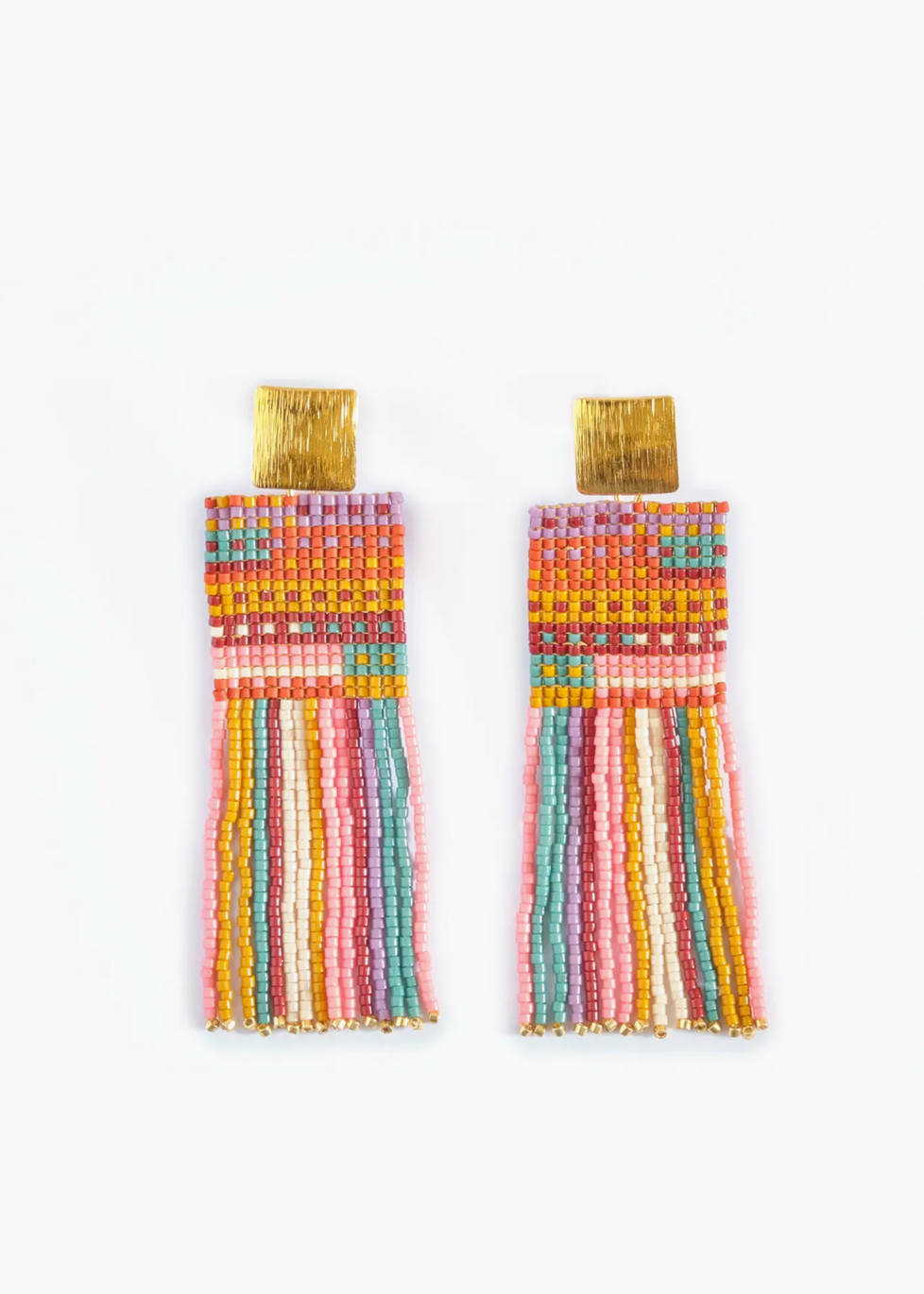 Striped Knit Fringe Earrings