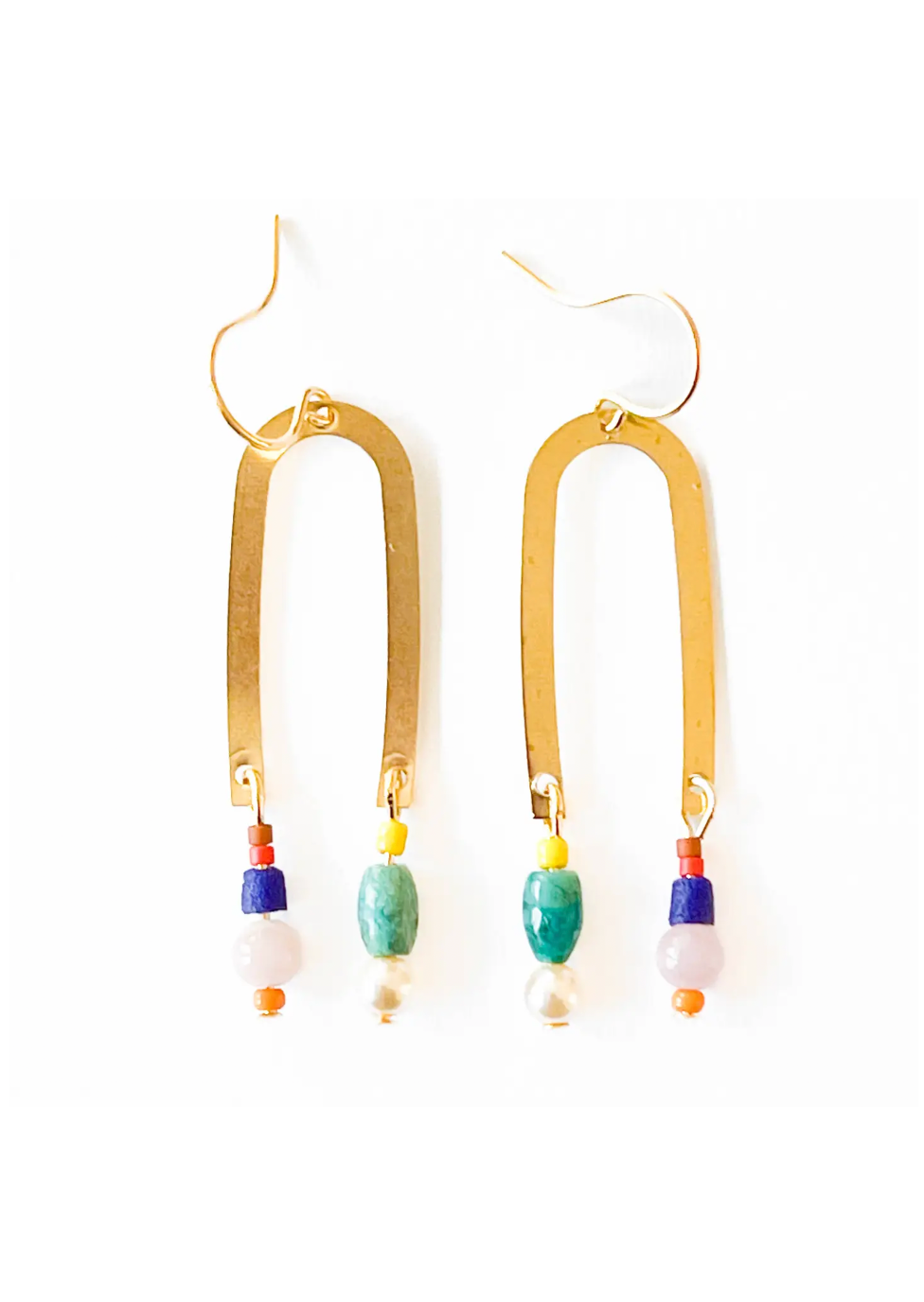 Turquoise & Gem Arch Earrings