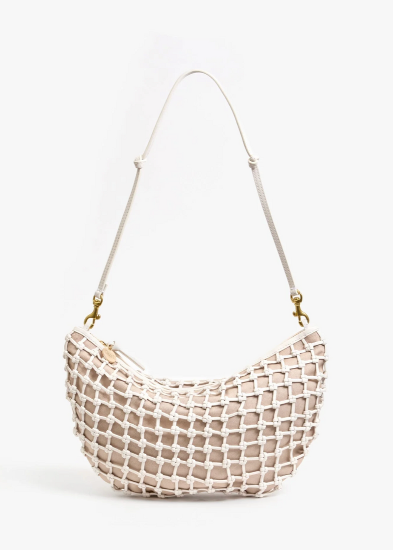 Clare V Lune White Knot Woven Leather