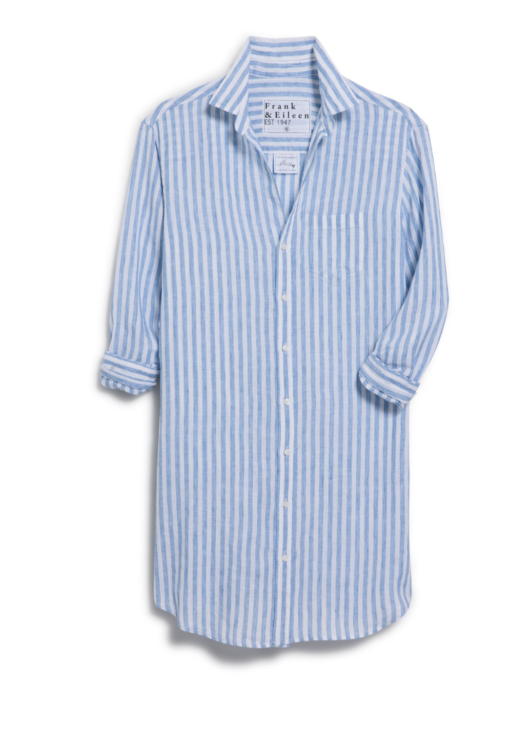 F&E Mary White & Blue Linen Stripe Dress