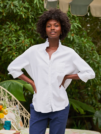 F&E Eileen White Ruffle Collar Button-Up Shirt