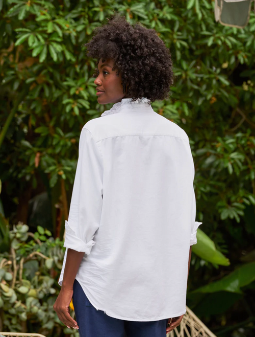 F&E Eileen White Ruffle Collar Button-Up Shirt