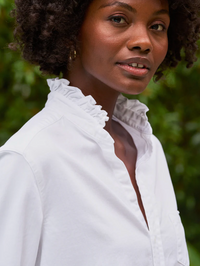 F&E Eileen White Ruffle Collar Button-Up Shirt