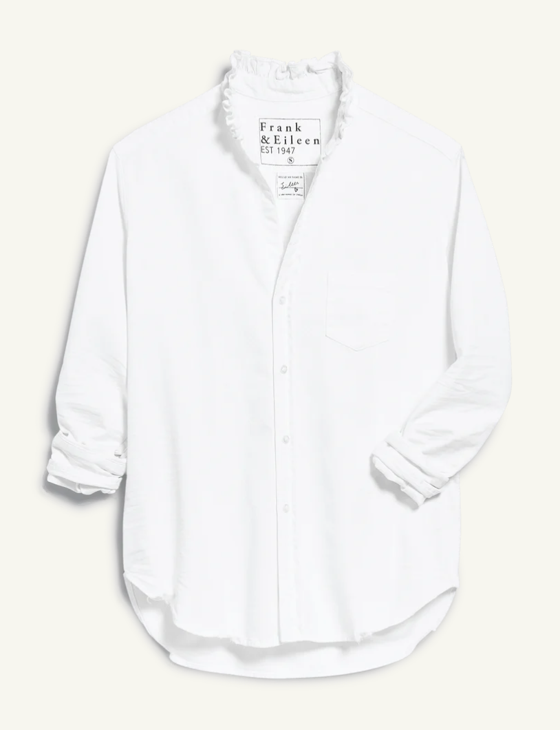 F&E Eileen White Ruffle Collar Button-Up Shirt