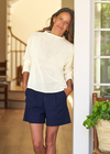 F&E Monterey Pointelle Sweater Ivory