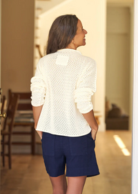 F&E Monterey Pointelle Sweater Ivory