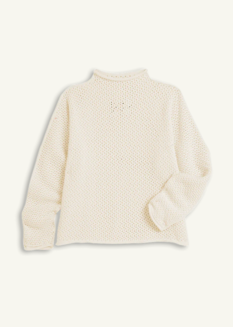 F&E Monterey Pointelle Sweater Ivory