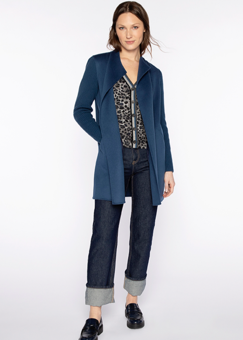 Kinross Rib Sleeve Coat Sapphire