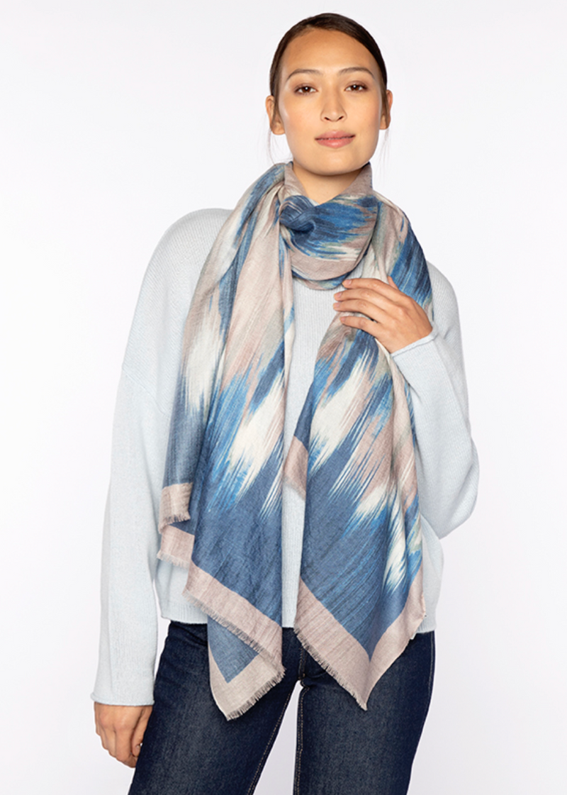 Kinross Ikat Print Scarf Sapphire