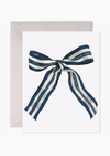 Navy Striped Bow Thank You Greeting Card