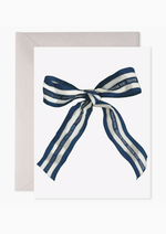 Navy Striped Bow Thank You Greeting Card