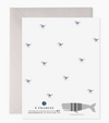 Navy Striped Bow Thank You Greeting Card