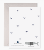 Navy Striped Bow Thank You Greeting Card