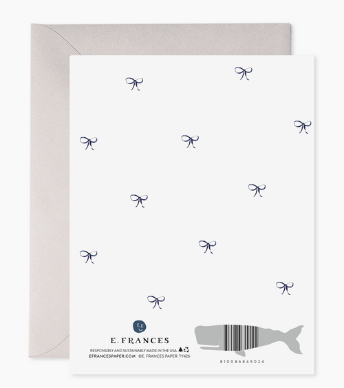 Navy Striped Bow Thank You Greeting Card