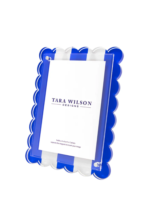 Blue & White Stripe Scallop Frame