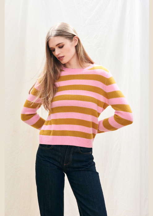 Jumper 1234 Stripe Crew Candy & Mustard