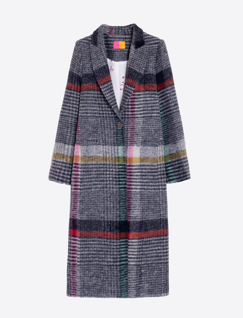 Vilagallo Katherine Multi Check Long Coat