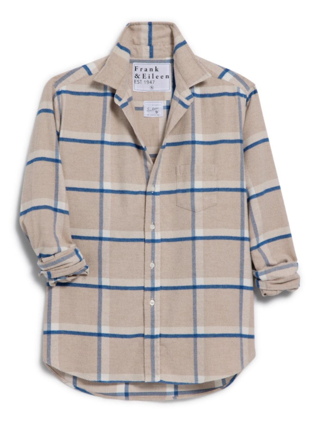 F&E Eileen Tan, White & Navy Plaid