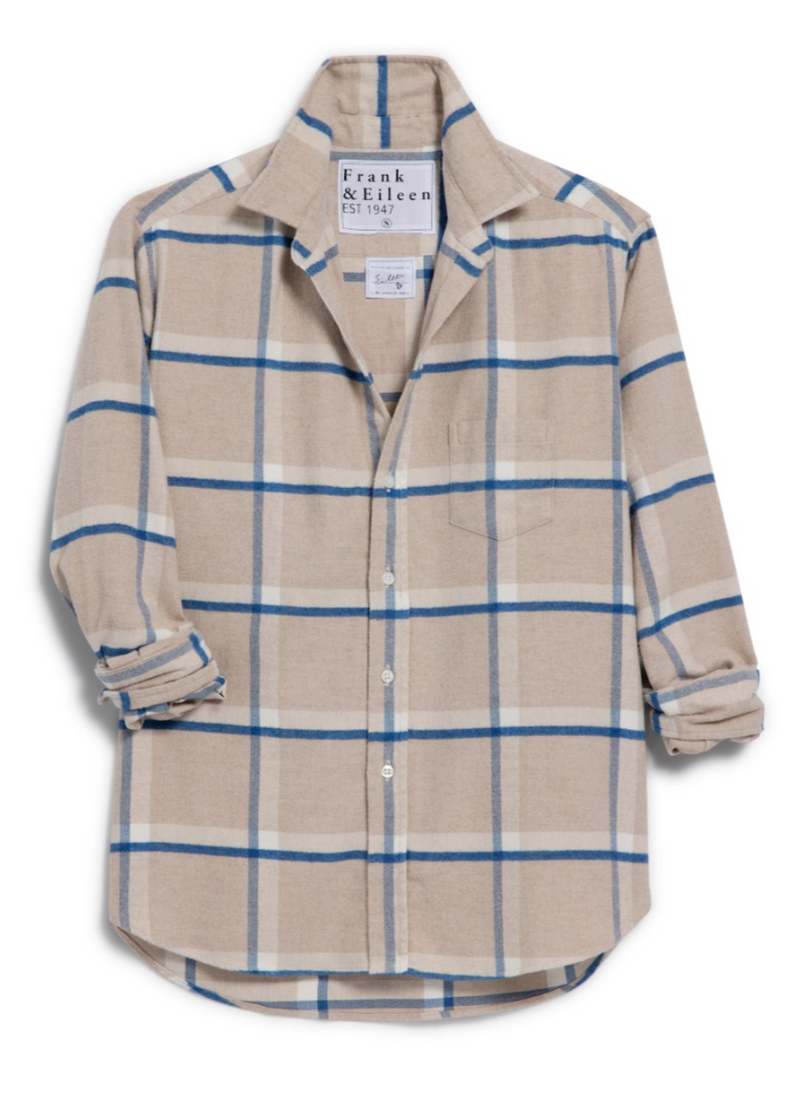 F&E Eileen Tan, White & Navy Plaid