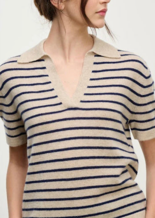 Velvet Yael Stripe Polo Sweater