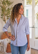 F&E Eileen White and Navy Stripe