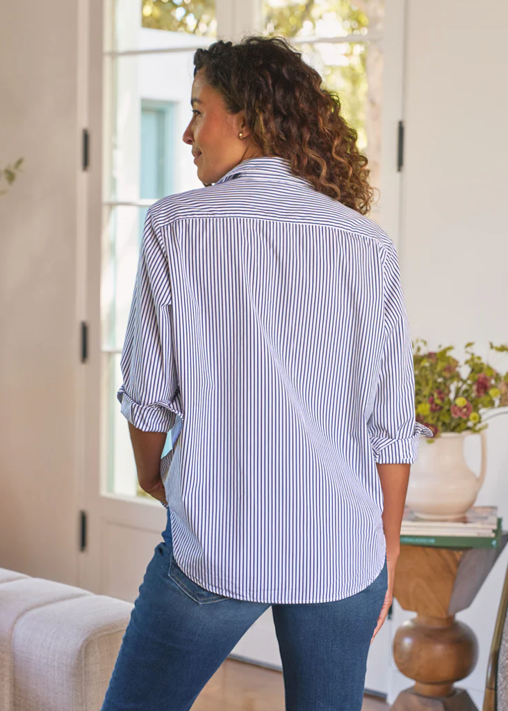 F&E Eileen White and Navy Stripe