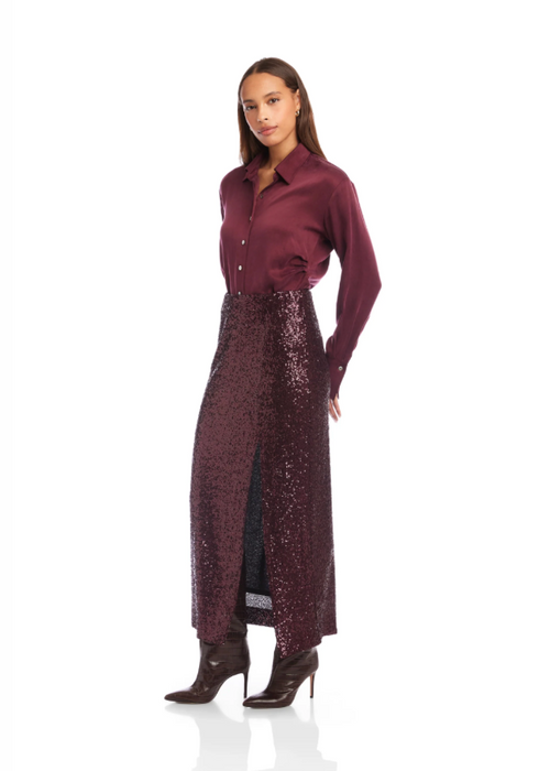 Cora Sequin Skirt Wine