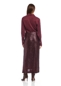 Cora Sequin Skirt Wine