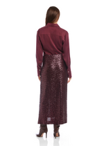 Cora Sequin Skirt Wine