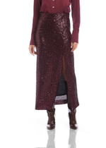Cora Sequin Skirt Wine