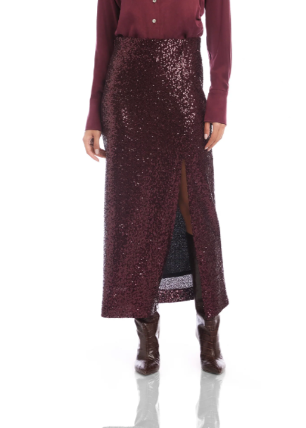 Cora Sequin Skirt Wine