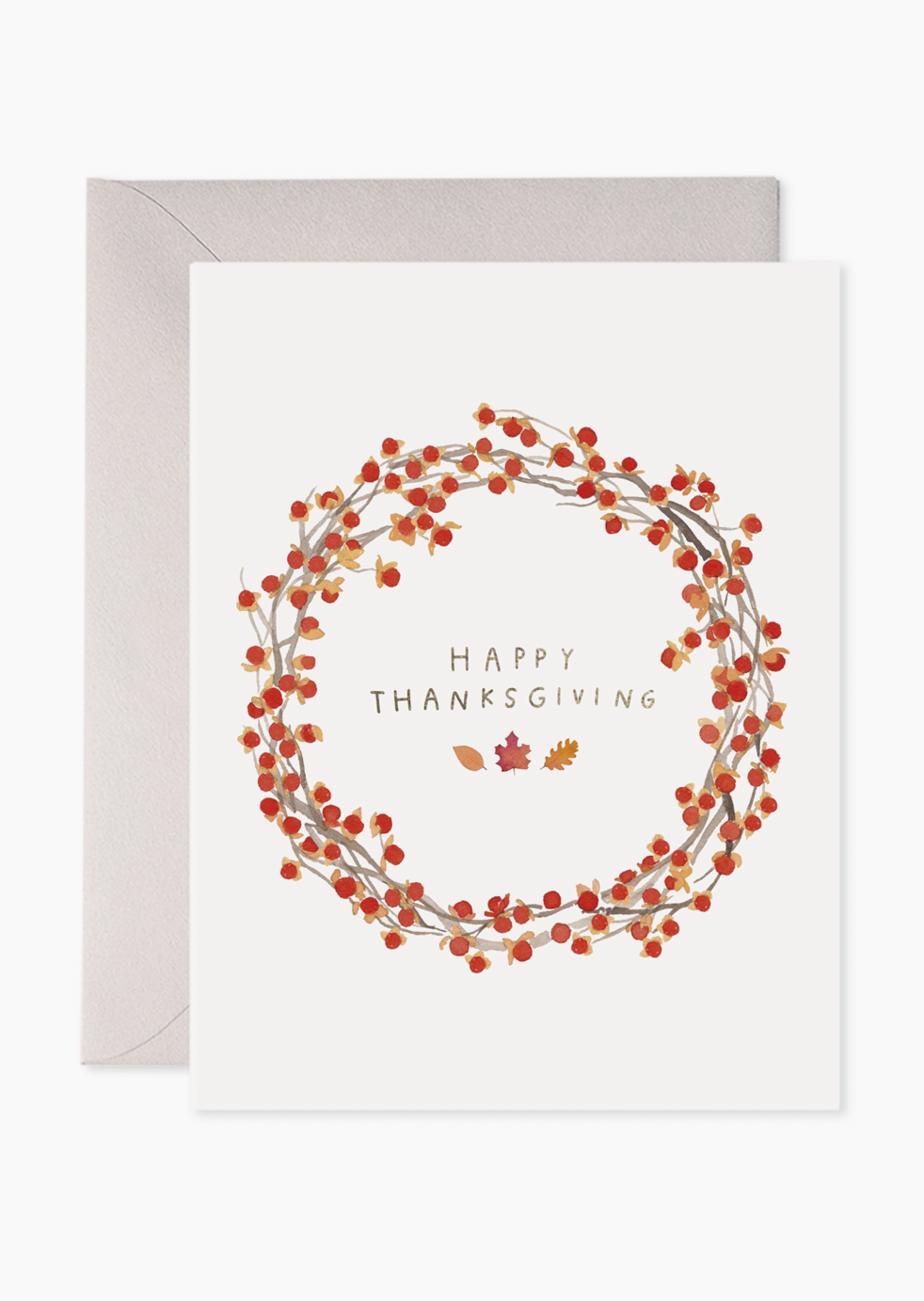 Autumn Berry Wreath Thanksgiving Greeting Card
