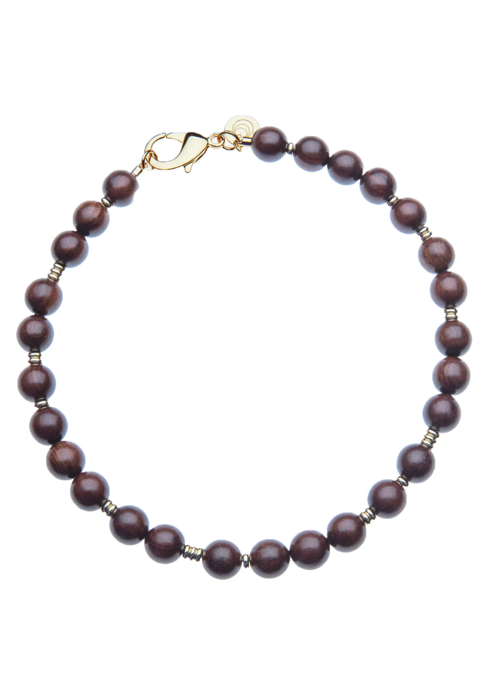 Jane Win Wood & Gold Bead Necklace