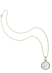Jane Win FOREVER Moon and Back Face Pendant in White MOP