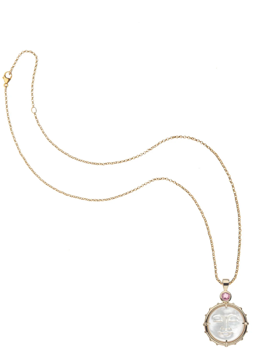 Jane Win FOREVER Moon and Back Face Pendant in White MOP