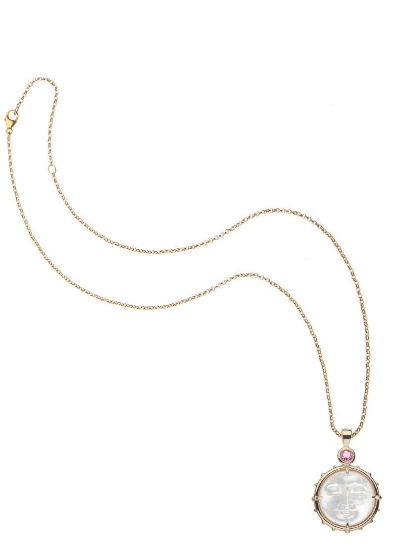 Jane Win FOREVER Moon and Back Face Pendant in White MOP