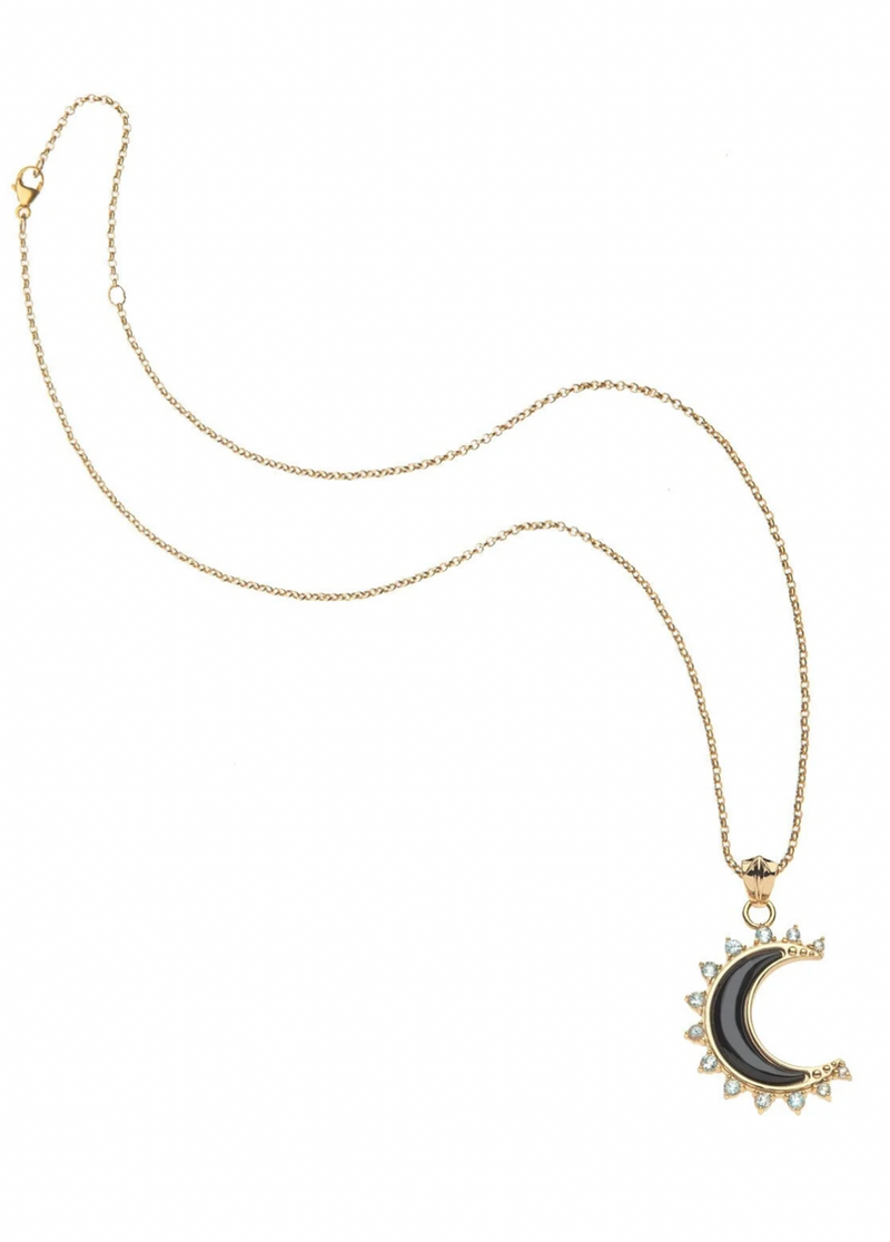 Jane Win Forever Nightfall Onyx Crescent Moon Pendant
