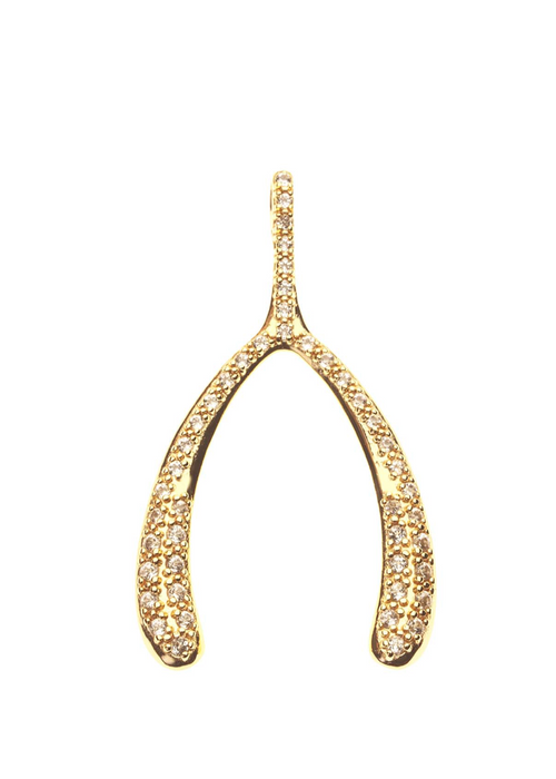 Jane Win Lucky Pavé Wishbone Pendant