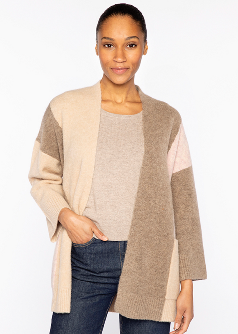 Kinross Lofty Colorblock Cardigan Sand Multi