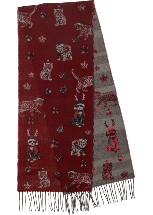 Christmas Cats Scarf Red