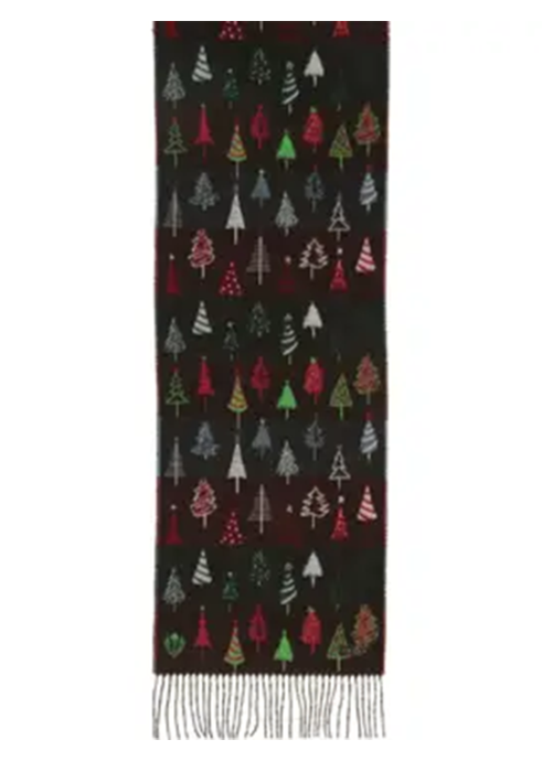 Colorful Fir Trees Scarf Navy