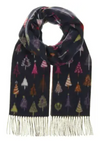 Colorful Fir Trees Scarf Navy