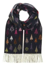 Colorful Fir Trees Scarf Navy